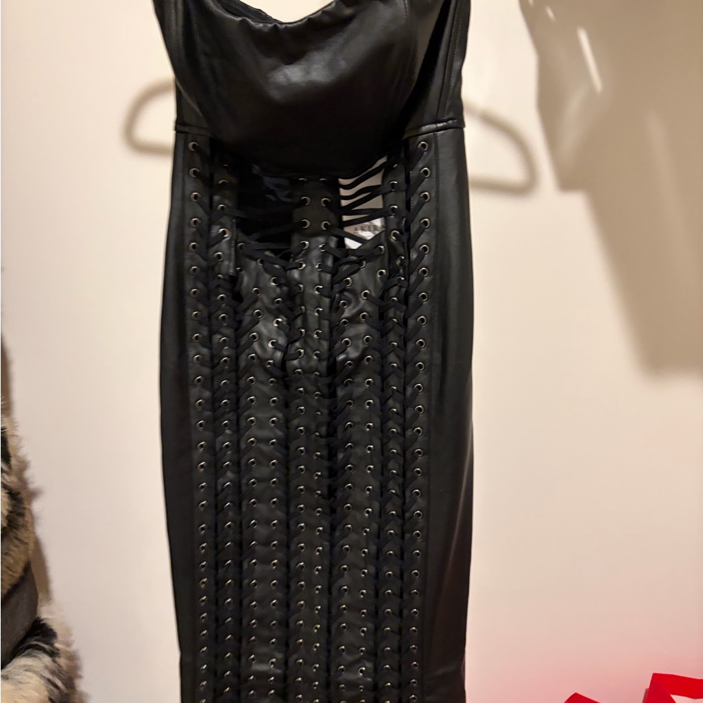 Akira Black Lace-Up Backless Dress